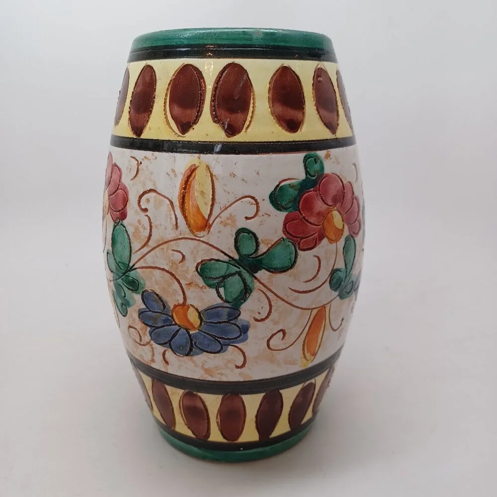 Vintage Italian Vase Hand Painted 8